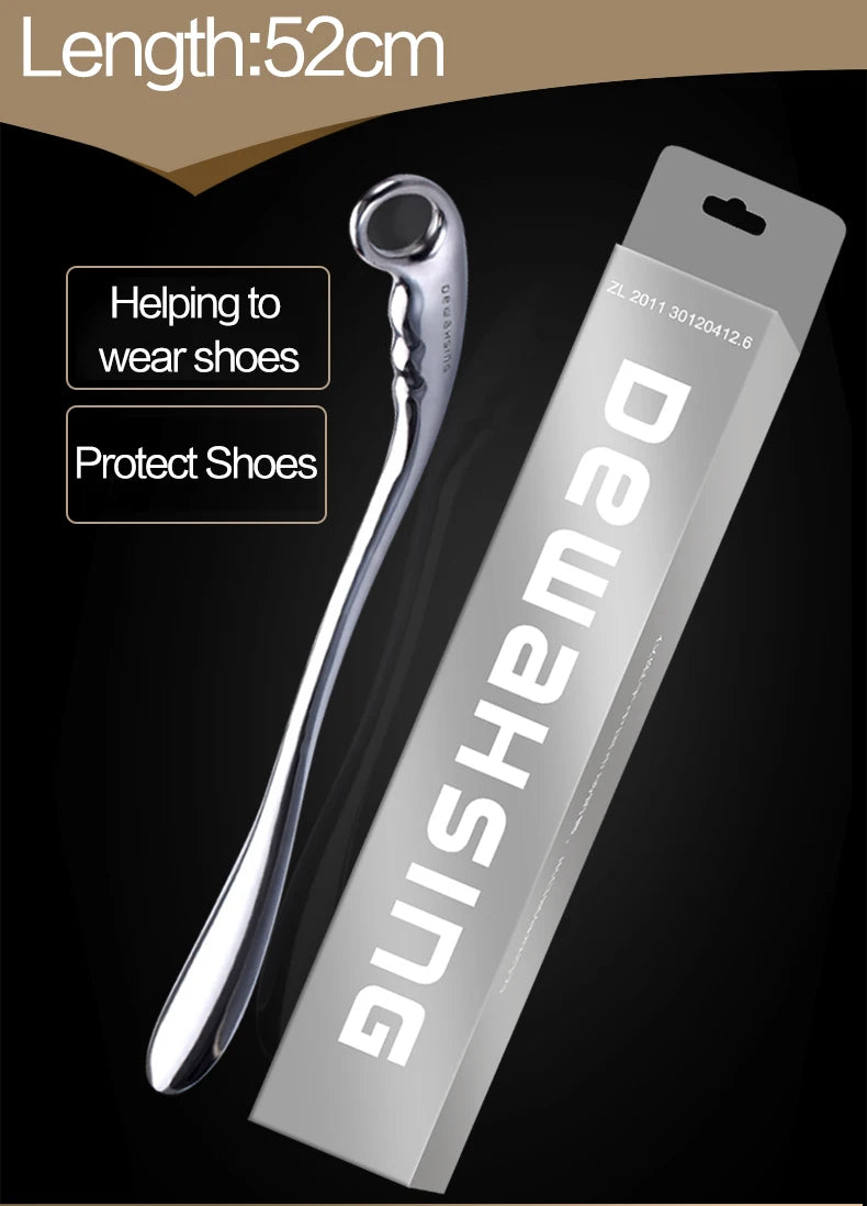52cm Long Handle Metal Shoe Horn – Heavy-Duty Stainless Steel Shoe Helper for Seniors, Adults & Boots
