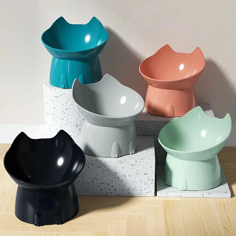 Elevated Cat Food Bowl – Raised Anti-Tip Pet Feeding Dish with Tilted Design for Comfortable Eating