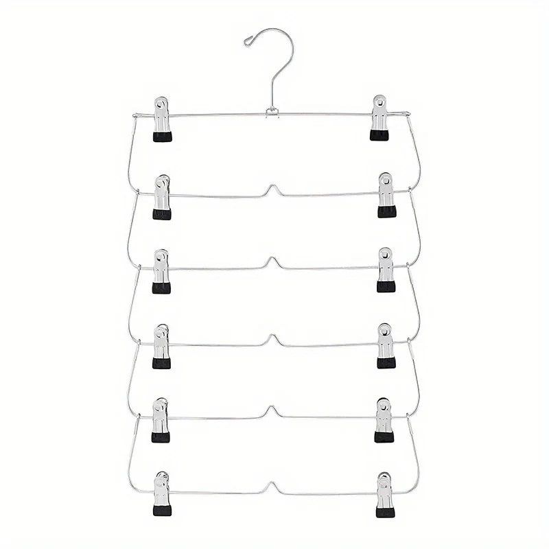 6-Tier Skirt & Pants Hanger with Adjustable Clips