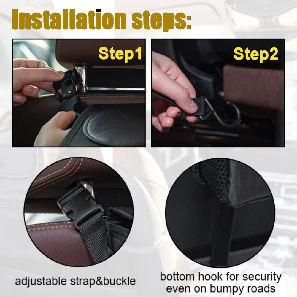 Collapsible Car Trash Can with Lid & Leakproof Oxford Cloth Storage Organizer