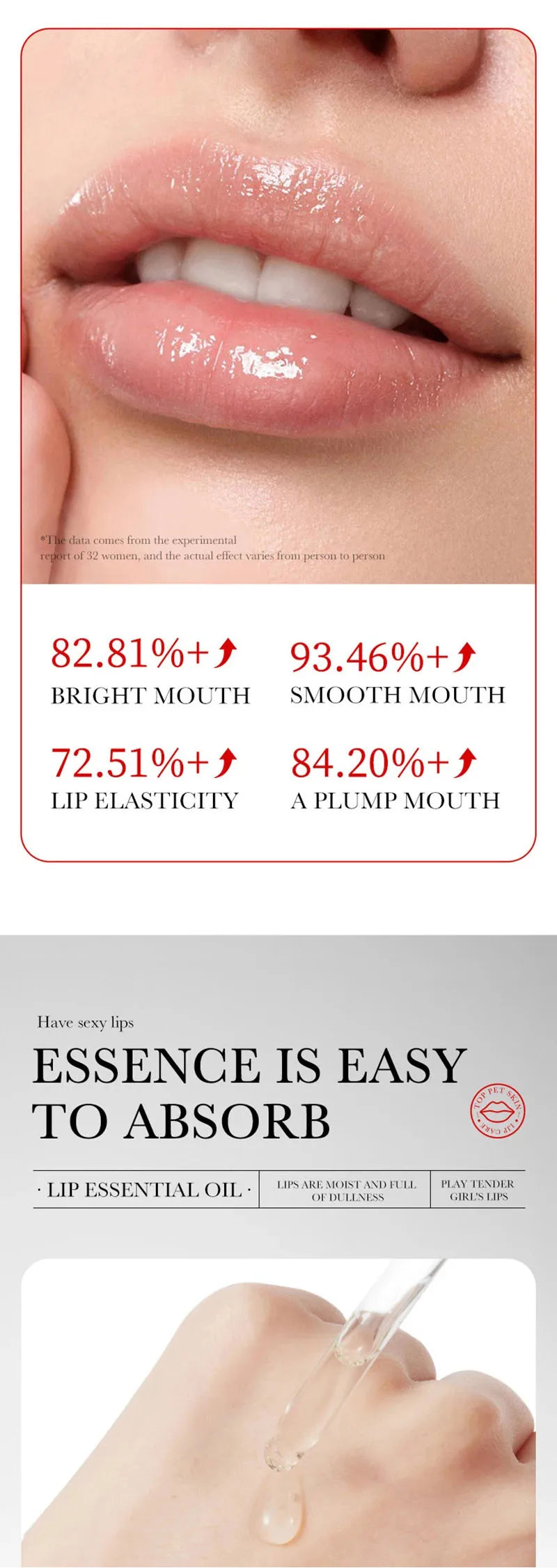 Hyaluronic acid lip booster oil for moisturizing lips
