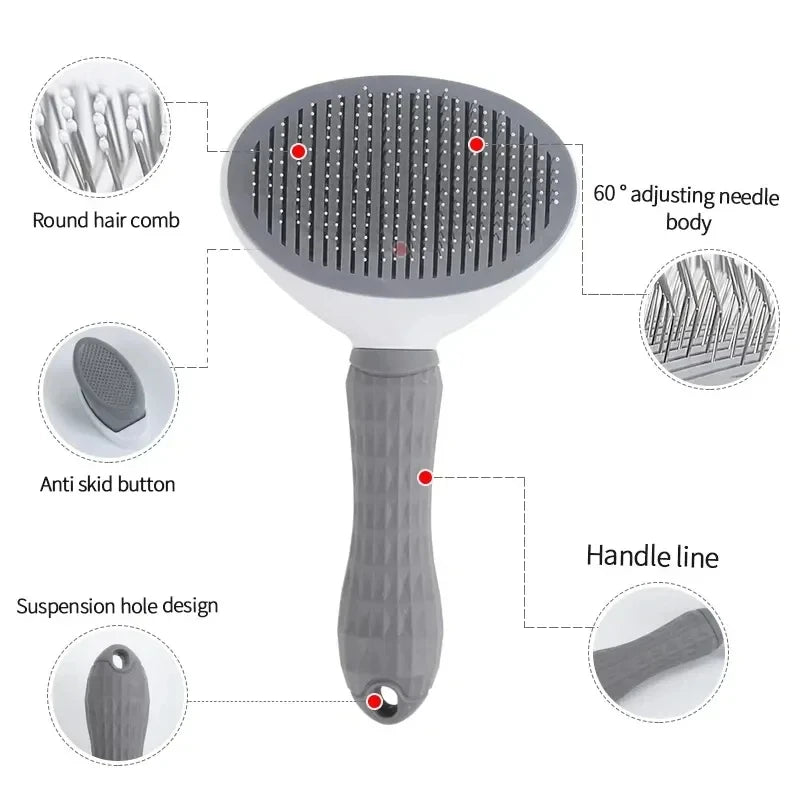 Cepillo para perros, peine para gatos, cepillo autolimpiante para quitar el pelo de mascotas para perros y gatos, herramientas de aseo para mascotas, peine desenredante, accesorios para perros
