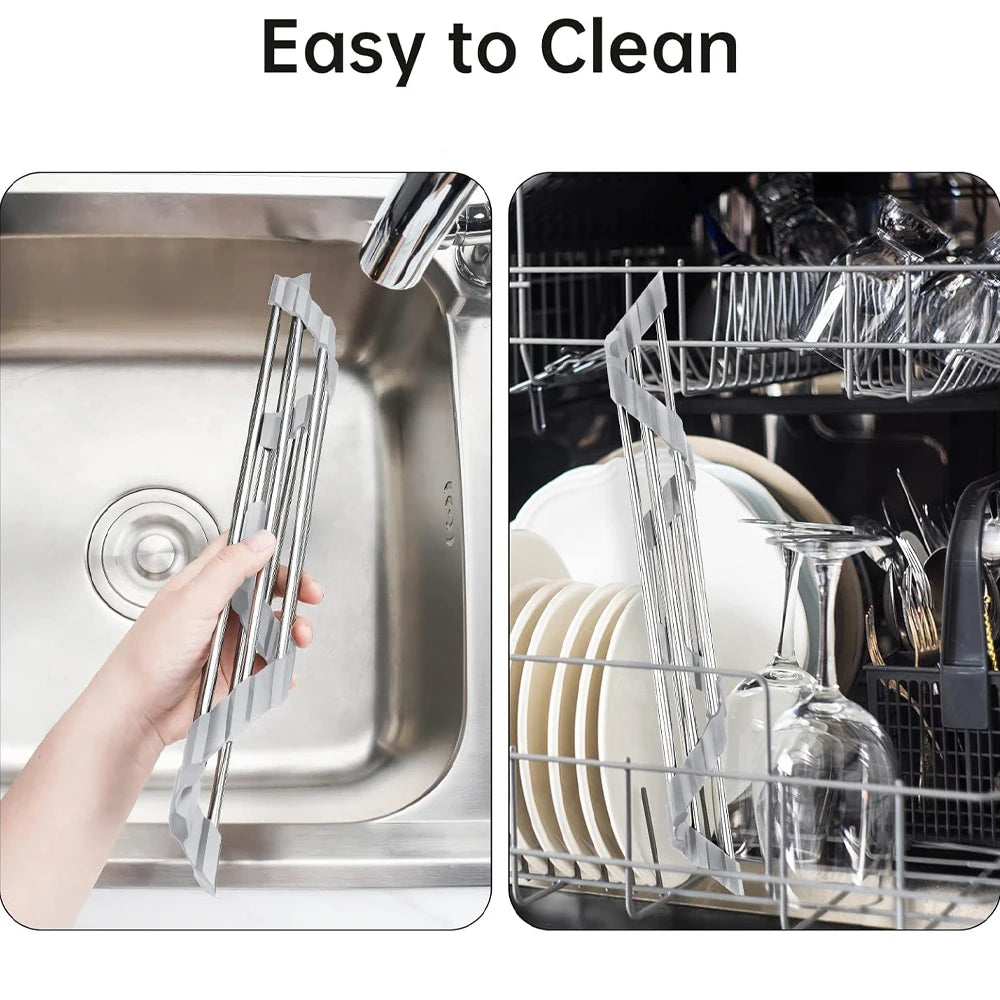 Roll-Up Dish Drying Rack for Over-the-Sink Kitchen Organization