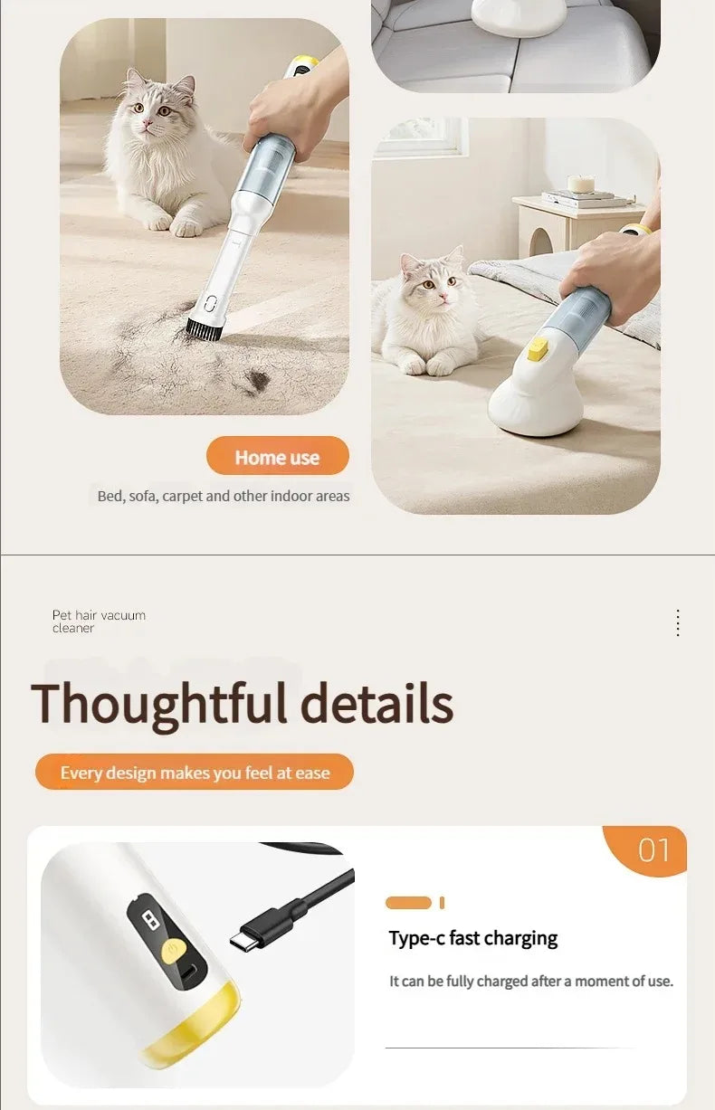Aspiradora para Mascotas con Tecnología Ciclónica, Multifuncional, Fuerte Succión para la Eliminación de Pelo de Mascotas en Coches y Limpieza del Hogar