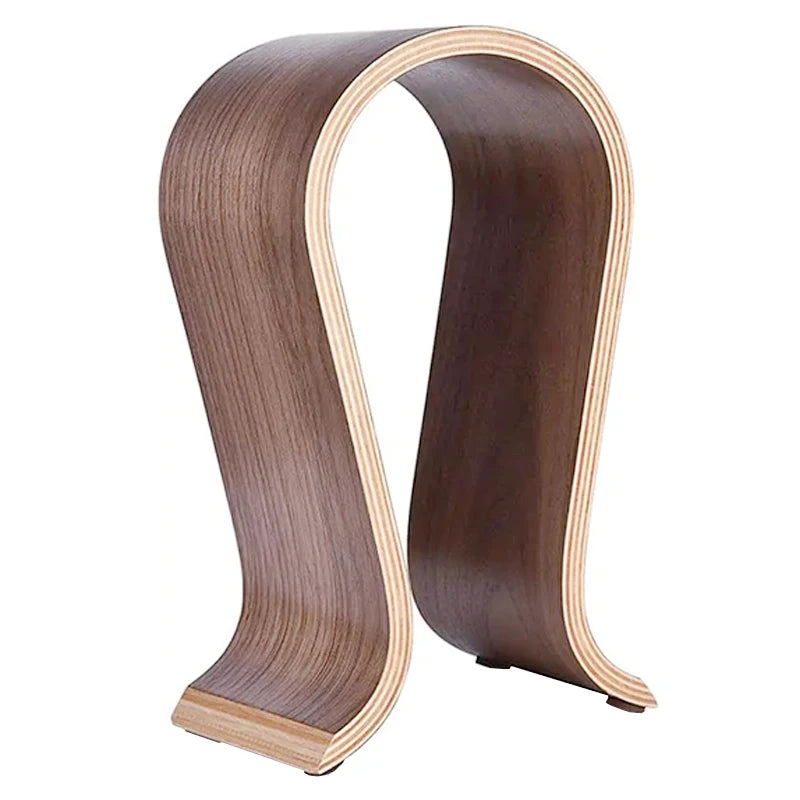 U-Shaped Wooden Headphone Stand – Premium Walnut Desktop Display Holder for All Headphones