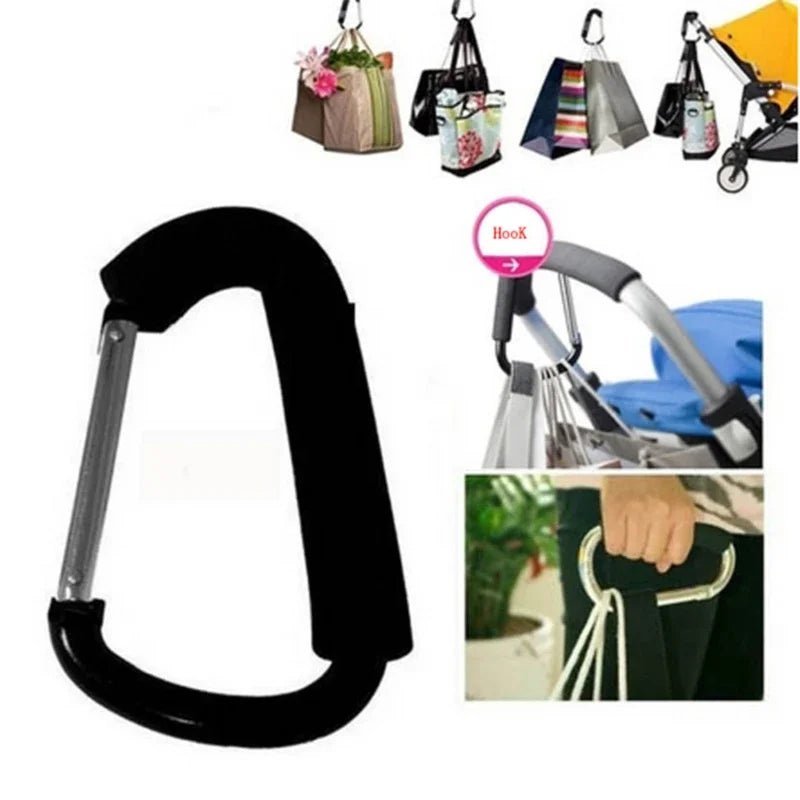 Heavy Duty Stroller Hook – Large Aluminum Carabiner Clip with Foam Handle for Diaper Bags, Groceries & Stroller Organization